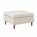 Quadratischer Fußhocker Stoff Beige 80x80x45 cm