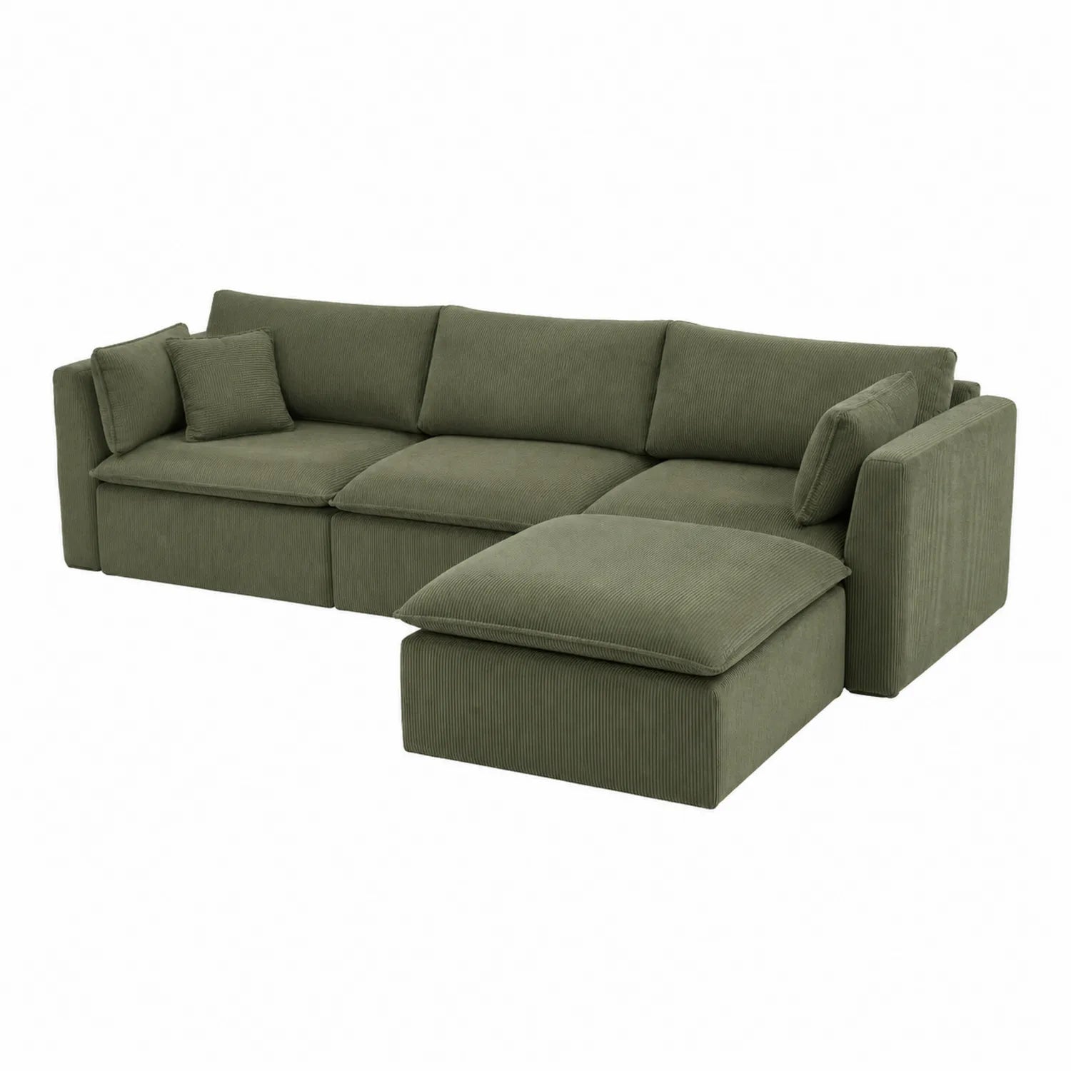 Ecksofa aus Breitcord in Olivgrün