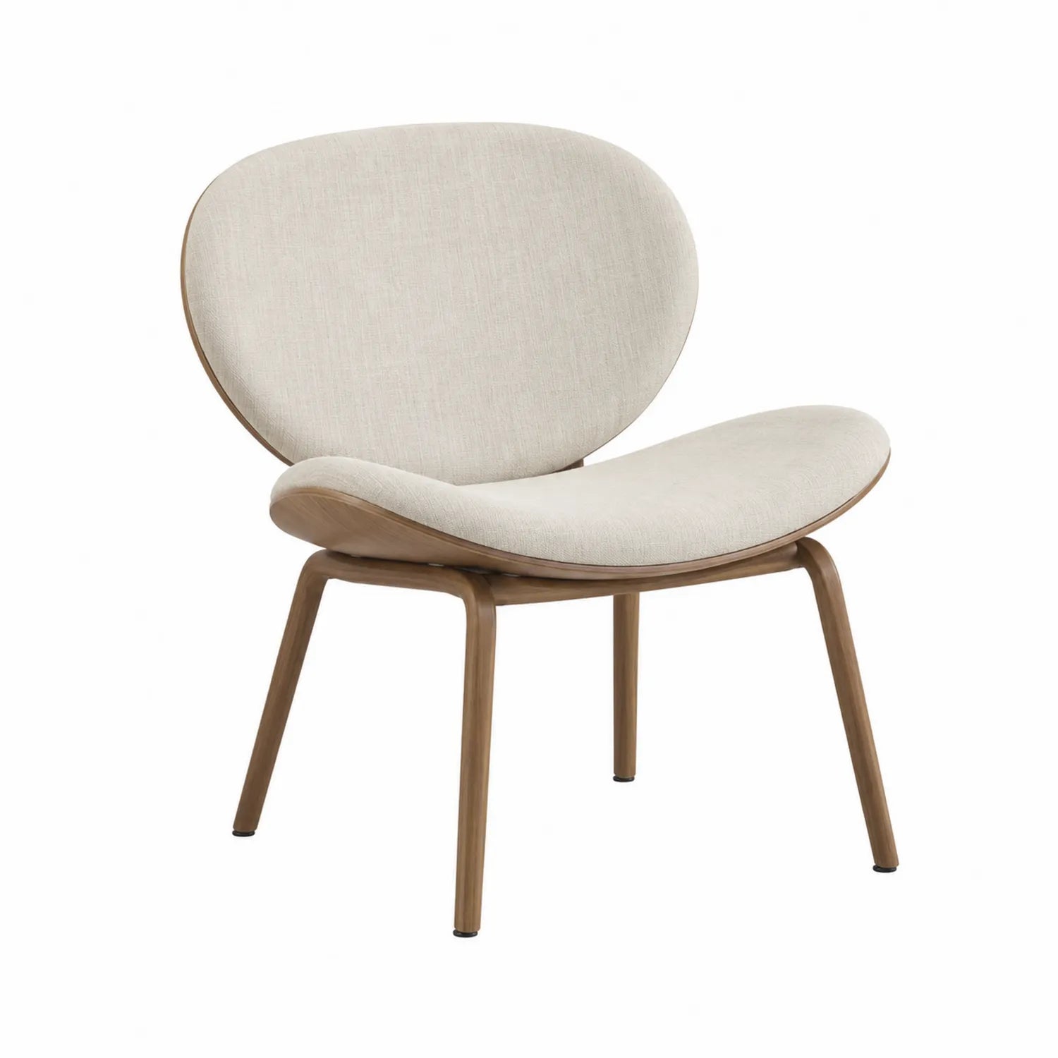 Loungesessel mit Leinenbezug und Massivholzgestell, Beige