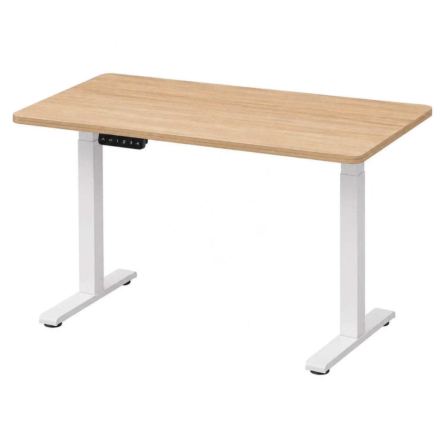 Höhenverstellbarer Schreibtisch Eichefurnier Weiß 120x60 cm