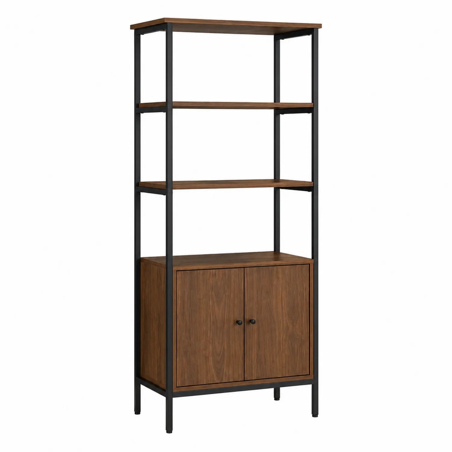 Regal mit Stauraum aus Holz und Metall Schwarz Braun 180cm