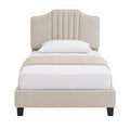 Einzelbett mit Stoffbezug aus Polyester Beige 200x90 cm