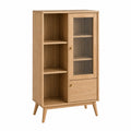 Eiche Schrank mit geriffelter Glastür 120cm