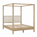 Eichenholz Himmelbett mit gepolstertem Kopfteil 200x160 cm