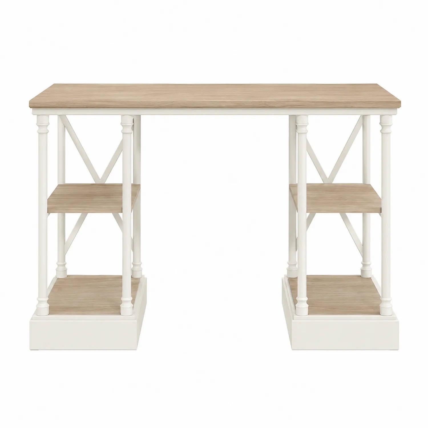 Schreibtisch aus Eichenfurnier und MDF mit Regalen in Eiche/Weiß