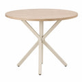 Runder Tisch mit Holzfurnier und Metallgestell, Eiche/Beige, Durchmesser 90 cm