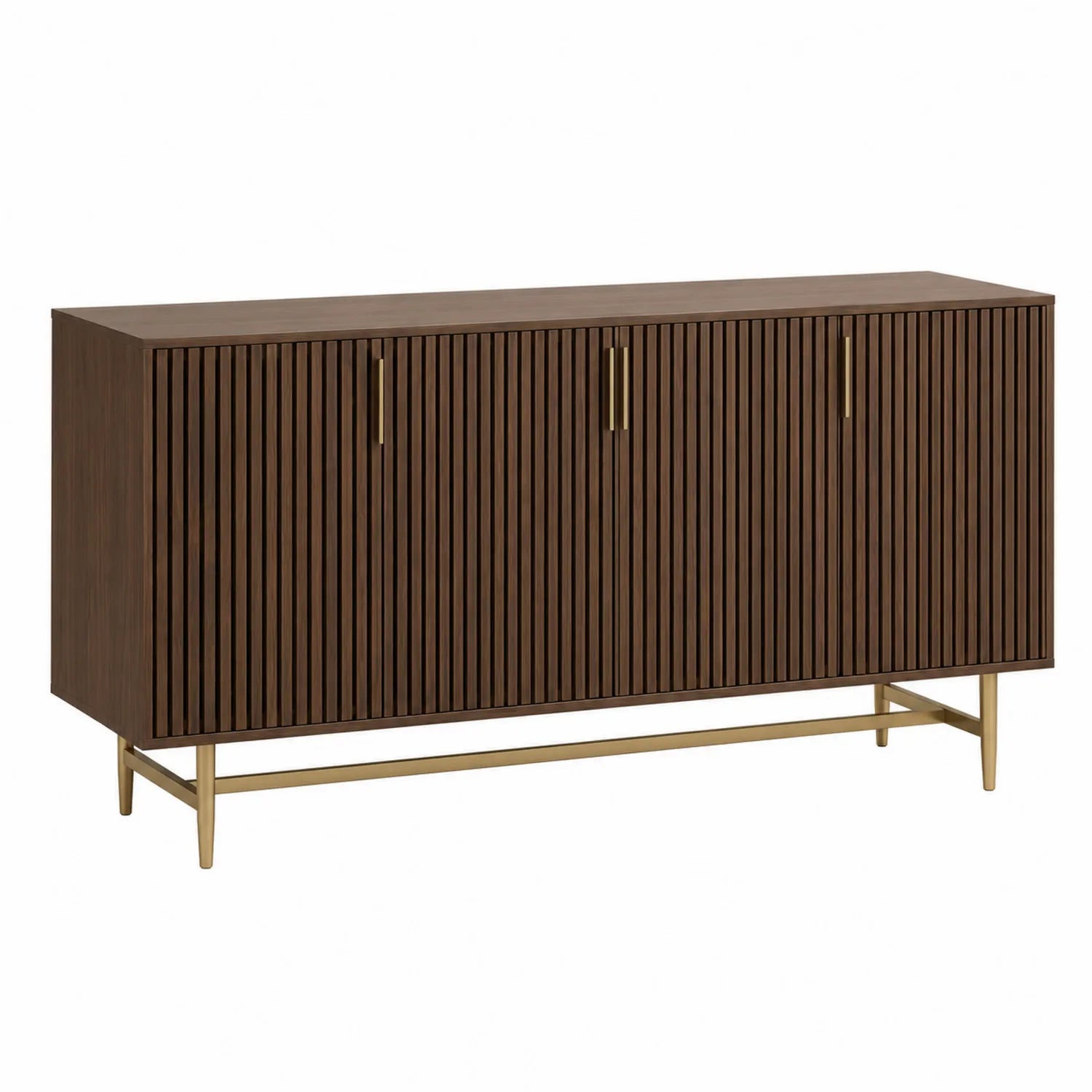 Sideboard aus Walnussholz mit Metallrahmen Braun 150x40x80 cm
