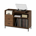 Plattenspielerschrank MDF Holzfurnier Braun mit Schubladen