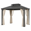 Aluminium Pavillon mit Polyester Vorhängen, 3x3m, Beige