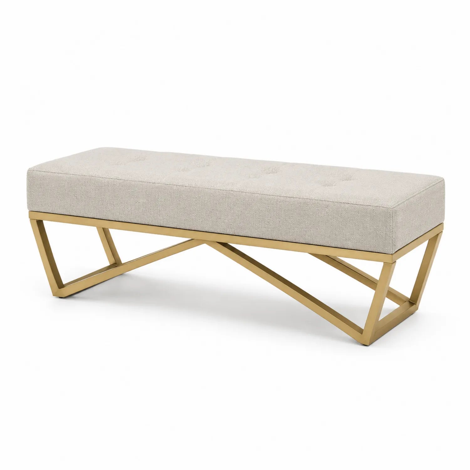 Gepolsterte Bank mit Metallrahmen Beige 120x40x45cm