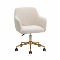 Bürostuhl aus Bouclé-Stoff mit Metallgestell in Beige und Gold