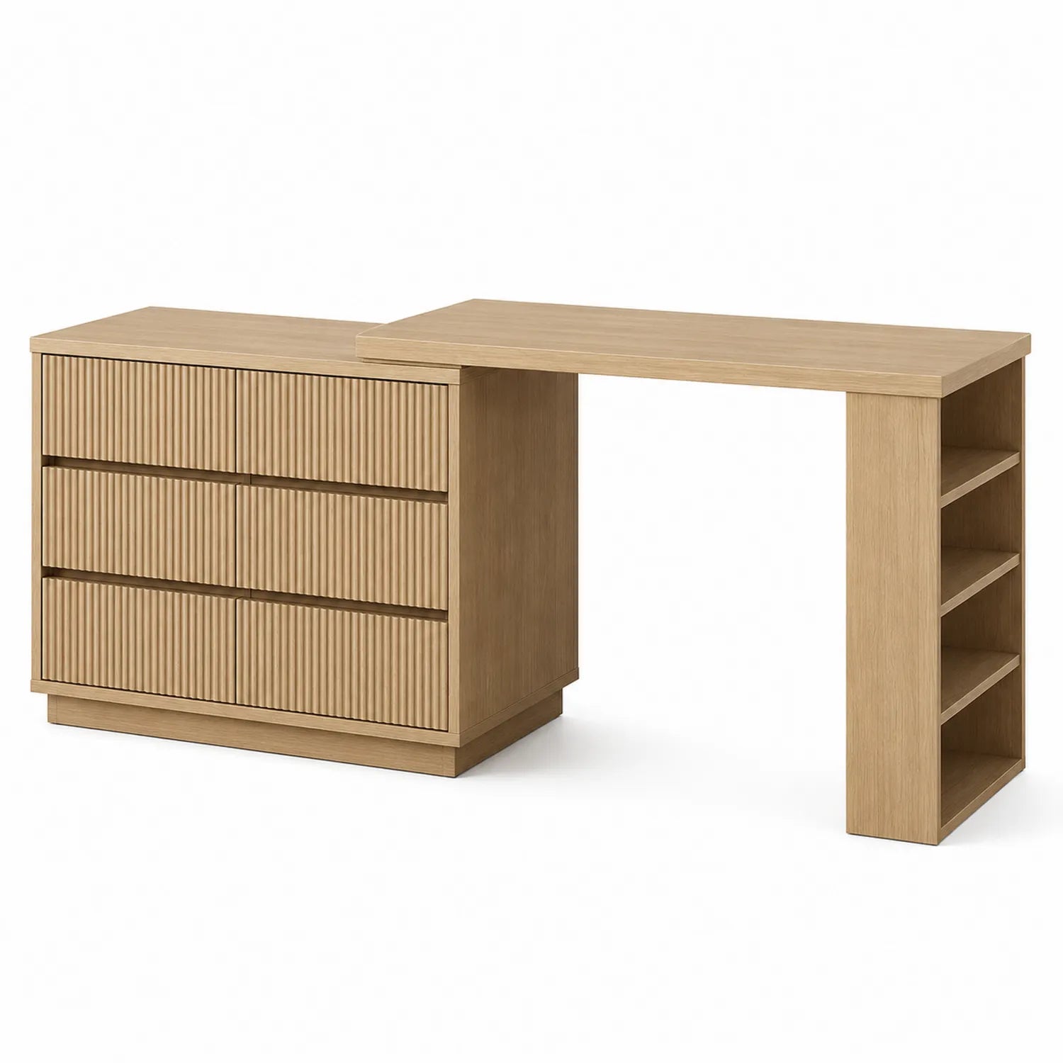 Eckschreibtisch aus Holz mit Schubladen und Regal, 160 cm