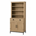Holz Bücherregal mit Schublade und Türen Eiche 180 x 80 x 40 cm
