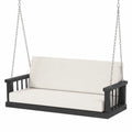 Hängesofa aus Akazienholz und Polyester in Creme und Schwarz