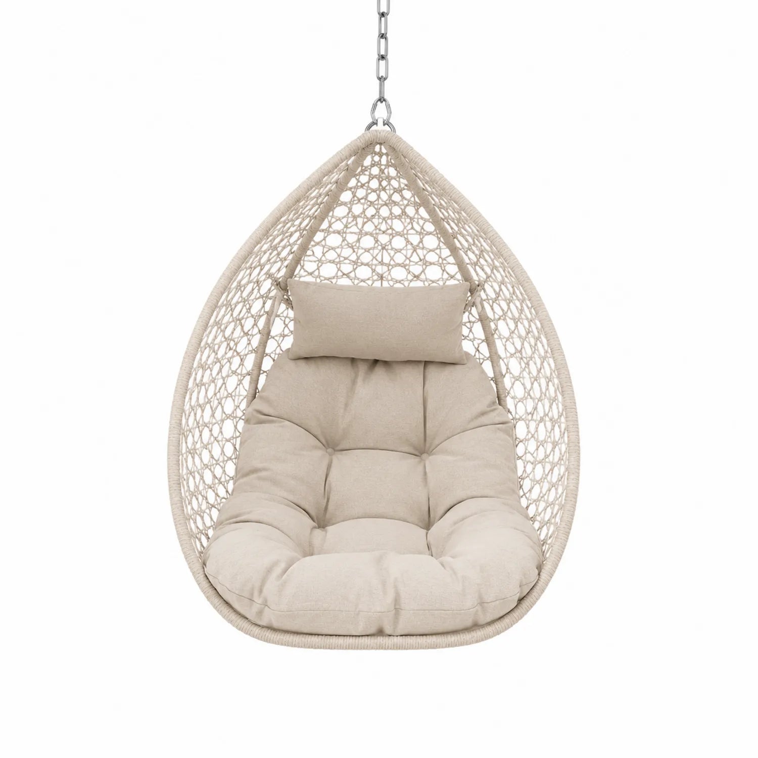 Hängesessel aus Polyethylengeflecht mit Kissen Beige