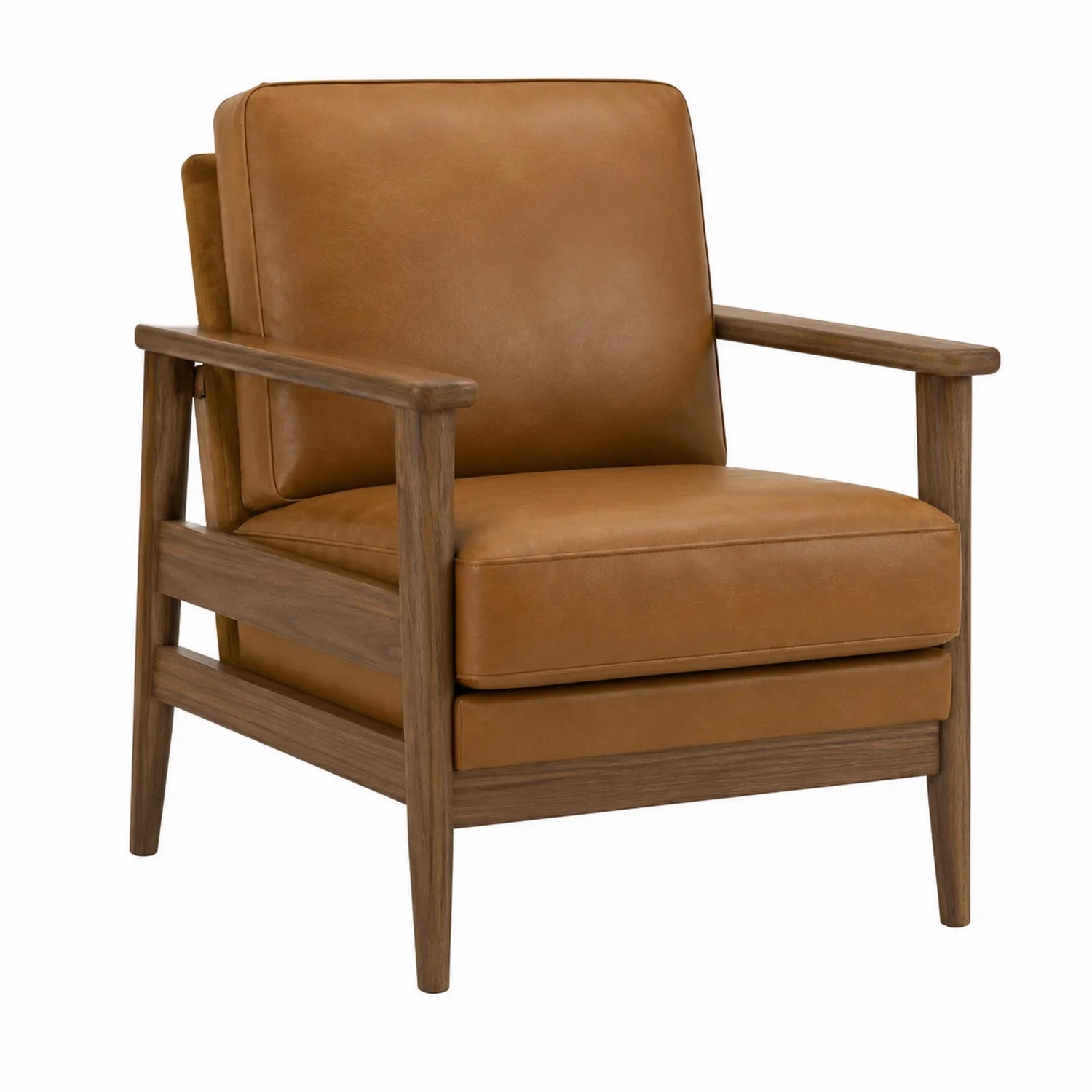 Leder Holz Sessel Braun
