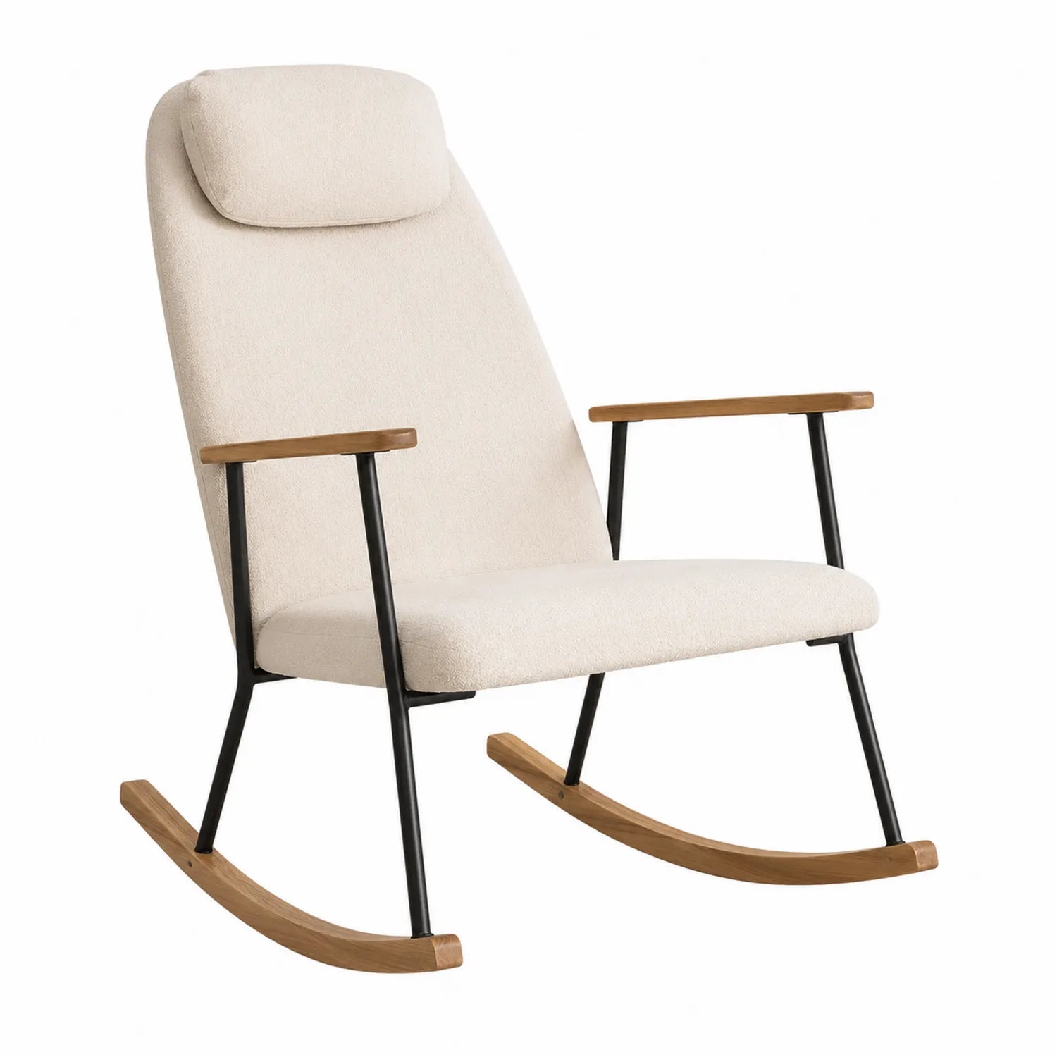 Schaukelstuhl Metallrahmen mit Polsterbezug Beige
