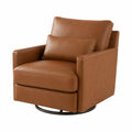 Drehbarer Leder Sessel Braun mit Kissen 85cm x 90cm x 90cm