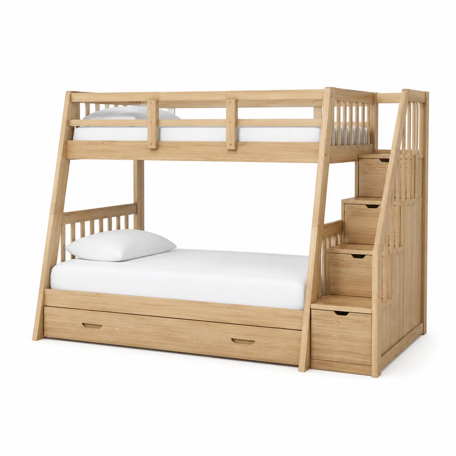Etagenbett aus Eiche mit Treppe und Schubladen 90x200cm/140x200cm