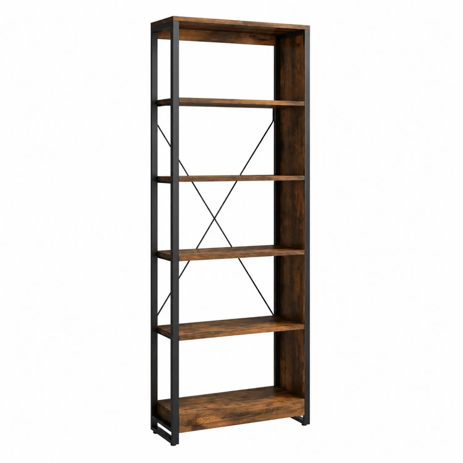 Regal aus Holzwerkstoff und Metall Braun/Schwarz 180x60x30 cm