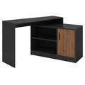 L-förmiger Schreibtisch aus MDF Schwarz/Nussbaum 140 cm