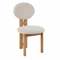 Holzstuhl mit Bouclé-Polsterung, Beige